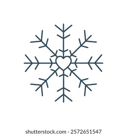 Heart Snowflake Vector Illustration for Romantic Winter Designs