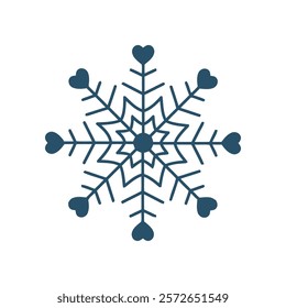 Heart Snowflake Vector Illustration for Romantic Winter Designs
