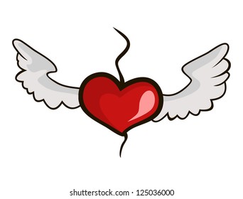 Heart soars above a break wings of love