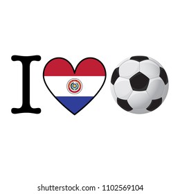 I heart Soccer banner with Paraguay flag. Love Football concept