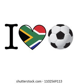 I heart Soccer banner with South Africa flag. Love Football concept