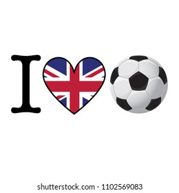 I heart Soccer banner with UK flag. Love Football concept