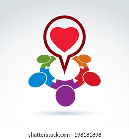Heart and society icon, medical organization, medical fund, love theme, vector conceptual special icon for your design.