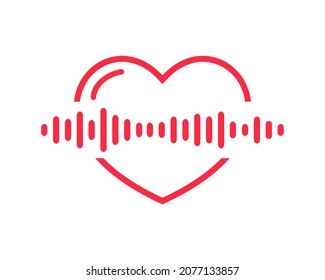 Heart With Sound Wave. Illustration Vector