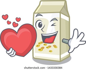 With heart soy milk in the mascot shape