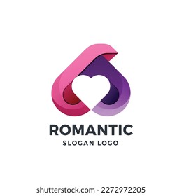 Heart Spade Gradient Logo Vector Icon Illustration