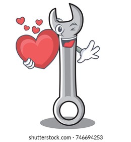 With heart spanner character cartoon style