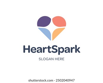 Plantilla de Vector de diseño de logotipo Heart Spark