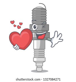 With heart spark plug isolated with the mascot