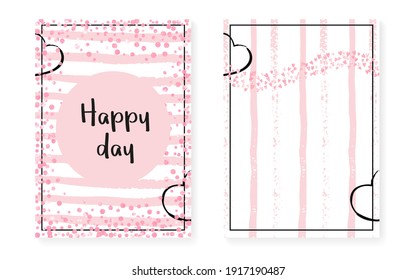 Heart Sparkle. Pink Mothers Concept. Stripe Trendy Card. Carnival Particle. Explosion Starburst Set. Golden Fashion Print. Rose Branding Particles. Stripe Heart Sparkle