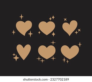 Imágenes vectoriales de conjuntos de iconos con brillo de corazón.