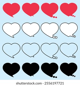 Heart speech balloon love talk conversation isolated graphic illustration line sillhouette