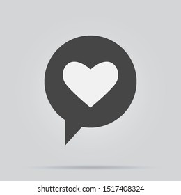 Heart in speech bubble black icon. Vector illustration