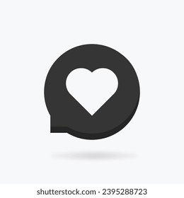 El corazón en el habla burbuja icono negro. Ilustración del vector