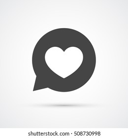 Heart In Speech Bubble Black Icon. Vector Illustration