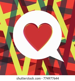 Heart in a speech bubble concept. Stock vector illustration of a heart shape for love chat, romantic message or social media post in modern high-tech style.
