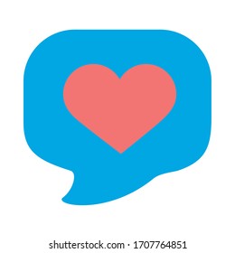 heart in speech bubble flat style icon vector illustration design
