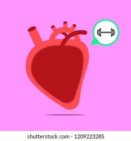 Heart and speech bubble with a gym object.