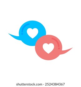 Icono de la burbuja del discurso del corazón. Comunicación, romance, San Valentín, conceptos de mensaje. Ilustración aislada de diseño de Vector de elemento plano.