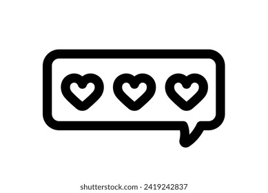 Heart speech bubble icon. Concept of St Valentines, love. Love message on social media concept. Greeting card design for web, email, social media, banner. Vector outline illustration