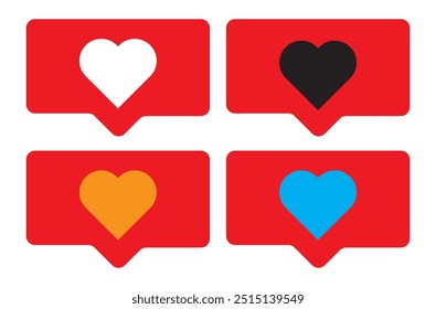 Heart in speech bubble icon isolated on a white background. Love like heart social media notification icon. Emoji, chat and Social Network.vector illustration