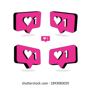 Heart in speech bubble icon. Love, like a sign. Isometric, three dimensions. Emotion, chat and Social Network Vector illustration