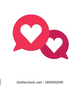 Heart In Speech Bubble Icon. Love, Like A Sign. Emotion, Chat And Social Network Vector Illustration