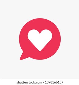 Heart In Speech Bubble Icon. Love, Like Sign. Emotion, Chat And Social Network Vector Illustration