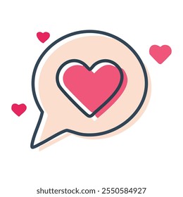 Heart in speech bubble icon. Love message. Vector illustration.