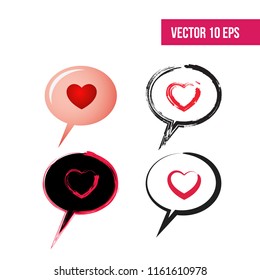 Heart in speech bubble icon on a white background.  Vector - stock vector. Vector illustration
