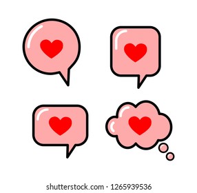 Heart in speech bubble icon on white background. Vector illustration