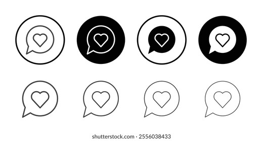 Heart in speech bubble icon Thin outline art symbol