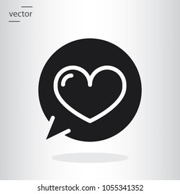 Heart in speech bubble icon - vector illustration EPS, flat design icon