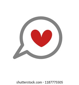 Heart in speech bubble icon. Vector illustration