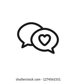 Heart in speech bubble icon. Vector illustration