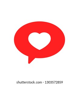 Heart in speech bubble icon. Vector illustration