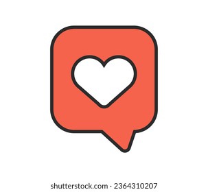 Heart speech bubble icon Vector illustration. Flat Design