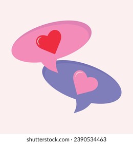Heart in speech bubble icon. Vector illustration. Concept of romance, love.