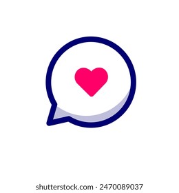 Heart in speech bubble icon. Vector illustration