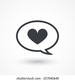 Heart in speech bubble icon. Vector illustration