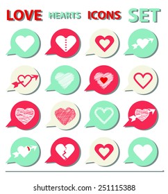 Heart speech bubble icons. Vector illustration Set