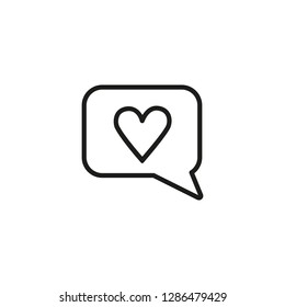 Heart in speech bubble line icon. Texting, like, message. Communication concept. Can be used for topics like Valentines day, dating, conversation