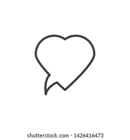 Heart speech bubble line icon. linear style sign for mobile concept and web design. Love chat message outline vector icon. Valentines day symbol, logo illustration. Vector graphics
