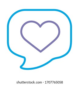 heart in speech bubble line style icon vector illustration design