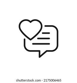 Heart and speech bubble. Love comment icon line style isolated on white background. Vector illustration