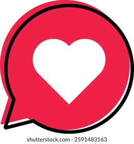 Heart in a speech bubble, love and Communication or chat icon. Vector illustration