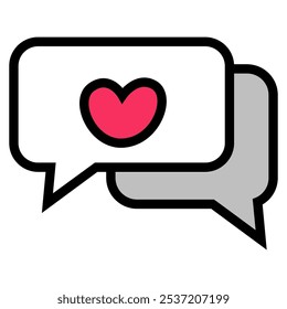 Heart speech bubble on white background