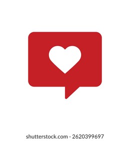 Heart speech bubble sign vector flat template, Notification like button heart icon