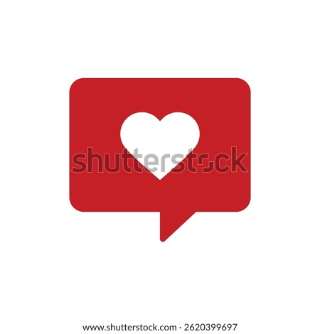 Heart speech bubble sign vector flat template, Notification like button heart icon