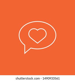 Heart, Speech bubble, thin lines web and social media icon, stock vector illustration, EPS10.